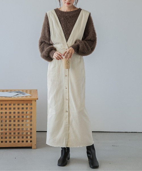 La-gemme（ラジェム）の「フロントボタンジャンパースカート（ジャンパースカート・レディース・ブラウン/インディゴブルー/アイボリー/ブラック・S/M/L）」の18枚目の写真