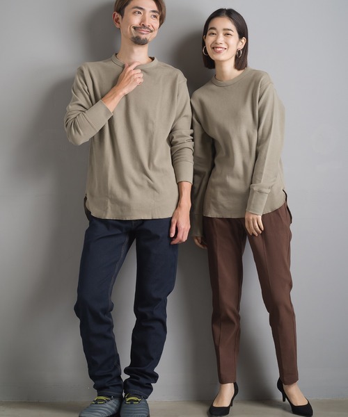 OMNES（オムネス）の「ユニセックス ハニカムストレッチプルオーバーTシャツ（Tシャツ/カットソー・メンズ・ホワイト/ブラック/ベージュ/ブルーグレー/ラベンダー/ブラウン/ライトグレー/アイボリー/ネイビー・SMALL/MEDIUM/LARGE/X-LARGE）」の7枚目の写真