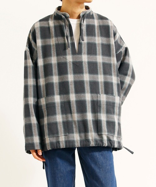 And A（アンドエー）の「KIIT キート / HEAVY FLANNEL PULLOVER BLOUSON ヘビーフランネル プルオーバーブルゾンシャツ / KII-Y98-001（シャツ/ブラウス・メンズ・カーキ/チャコール・2）」の2枚目の写真