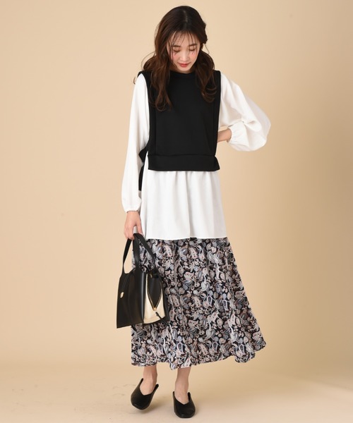 INTERPLANET（インタープラネット）の「ペイズリーパネル切替ロングスカート（スカート・レディース・ネイビー/カーキ・FREE）」の10枚目の写真