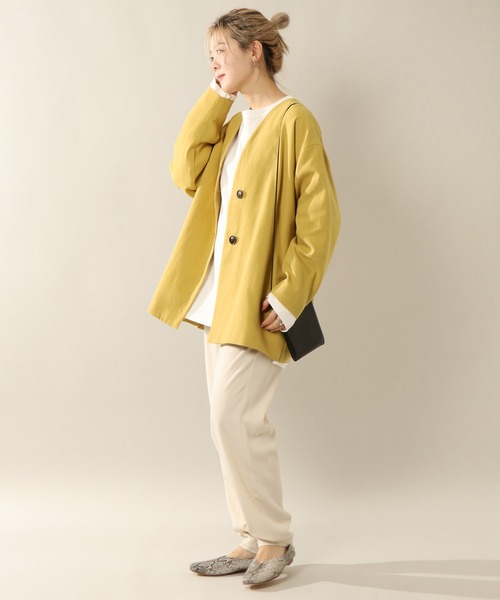 notch.（ノッチ）の「リネンライクノーカラージャケット（ノーカラー