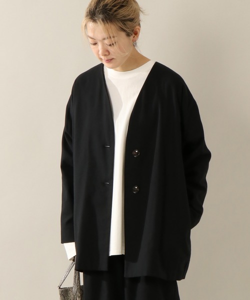 notch.（ノッチ）の「リネンライクノーカラージャケット（ノーカラー