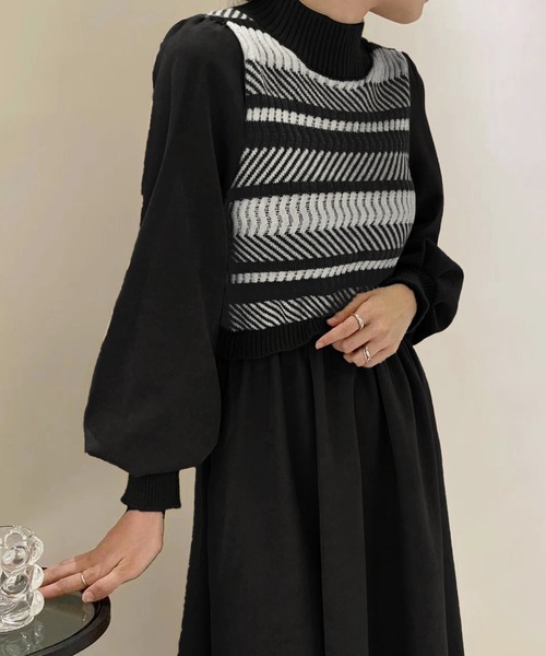 レディース ぽわん袖のニット切り替えドッキングワンピース ワンピース Day Closet デイ クローゼット のファッション通販 Zozotown