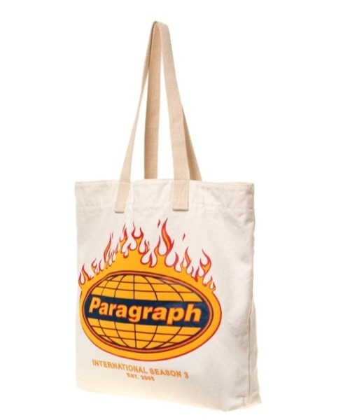 Paragraph（パラグラフ）の「『paragraph/パラグラフ』ファイヤーパターンロゴ エコバック BAG（トートバッグ・メンズ・アイボリー・FREE）」の3枚目の写真