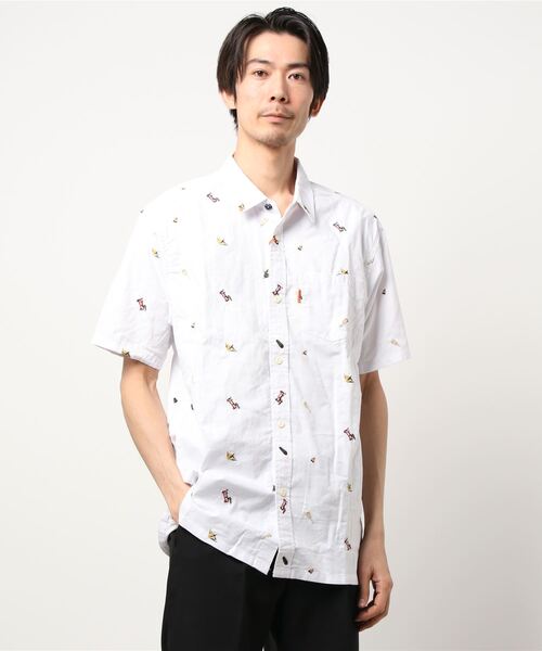 KRIFF MAYER（クリフメイヤー）の「総柄刺繍キャンプ半袖シャツ（シャツ/ブラウス・メンズ・ベージュ/ブラック/オフホワイト/ライトブルー・LARGE/SMALL/MEDIUM/X-LARGE）」の2枚目の写真