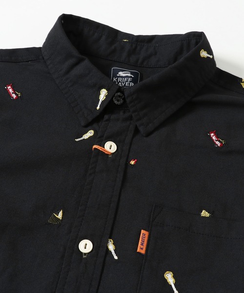 KRIFF MAYER（クリフメイヤー）の「総柄刺繍キャンプ半袖シャツ（シャツ/ブラウス・メンズ・ベージュ/ブラック/オフホワイト/ライトブルー・LARGE/SMALL/MEDIUM/X-LARGE）」の8枚目の写真