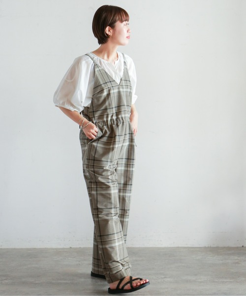 NOMBRE IMPAIR(ノンブルアンペール)の「クラシックチェック サロペット(サロペット/オーバーオール・レディース・ベージュ/ブラック・FREE)」の8枚目の写真