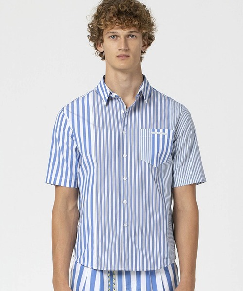 VIKTOR&ROLF(ヴィクター&ロルフ)の「VIKTOR&ROLF(ヴィクター&ロルフ)ストライプパッチワーク半袖シャツ(シャツ/ブラウス・メンズ・ブルー・S/M/L)」の12枚目の写真