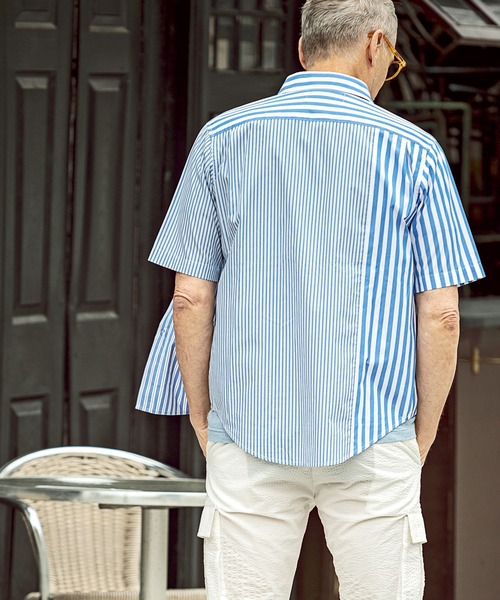 VIKTOR&ROLF(ヴィクター&ロルフ)の「VIKTOR&ROLF(ヴィクター&ロルフ)ストライプパッチワーク半袖シャツ(シャツ/ブラウス・メンズ・ブルー・S/M/L)」の8枚目の写真