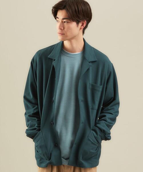 green label relaxing（グリーンレーベルリラクシング）の「CM ミラノリブ カット ジャケット（カーディガン/ボレロ・メンズ・ダークグリーン/ライトグレー/ネイビー・LARGE/X-LARGE/MEDIUM/SMALL）」の2枚目の写真