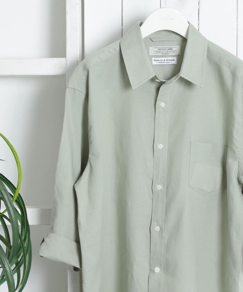 URBAN RESEARCH Sonny Label（アーバンリサーチサニーレーベル）の「ノルマンディーリネン七分袖シャツ（シャツ/ブラウス・メンズ・グリーン/ネイビー/オフホワイト/ストライプ/チェック・SMALL/LARGE/MEDIUM）」の3枚目の写真