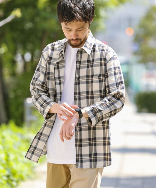 URBAN RESEARCH Sonny Label（アーバンリサーチサニーレーベル）の「ノルマンディーリネン七分袖シャツ（シャツ/ブラウス・メンズ・グリーン/ネイビー/オフホワイト/ストライプ/チェック・SMALL/LARGE/MEDIUM）」の6枚目の写真