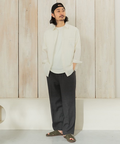 URBAN RESEARCH Sonny Label（アーバンリサーチサニーレーベル）の「ノルマンディーリネン七分袖シャツ（シャツ/ブラウス・メンズ・グリーン/ネイビー/オフホワイト/ストライプ/チェック・SMALL/LARGE/MEDIUM）」の14枚目の写真