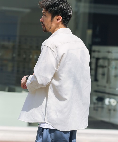 URBAN RESEARCH Sonny Label（アーバンリサーチサニーレーベル）の「ノルマンディーリネン七分袖シャツ（シャツ/ブラウス・メンズ・グリーン/ネイビー/オフホワイト/ストライプ/チェック・SMALL/LARGE/MEDIUM）」の16枚目の写真