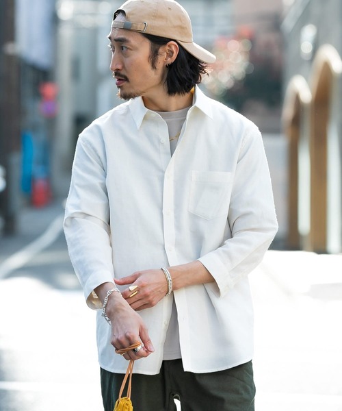 URBAN RESEARCH Sonny Label（アーバンリサーチサニーレーベル）の「ノルマンディーリネン七分袖シャツ（シャツ/ブラウス・メンズ・グリーン/ネイビー/オフホワイト/ストライプ/チェック・SMALL/LARGE/MEDIUM）」の18枚目の写真