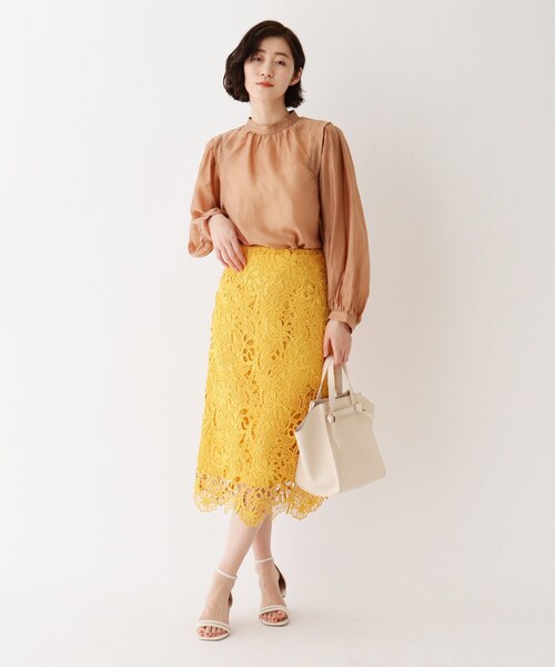 AG by aquagirl（エージーバイアクアガール）の「◆ハイネックシアーブラウス（シャツ/ブラウス・レディース・ブルー/キャメル/ホワイト系/ライトグリーン・40/38/36）」の8枚目の写真