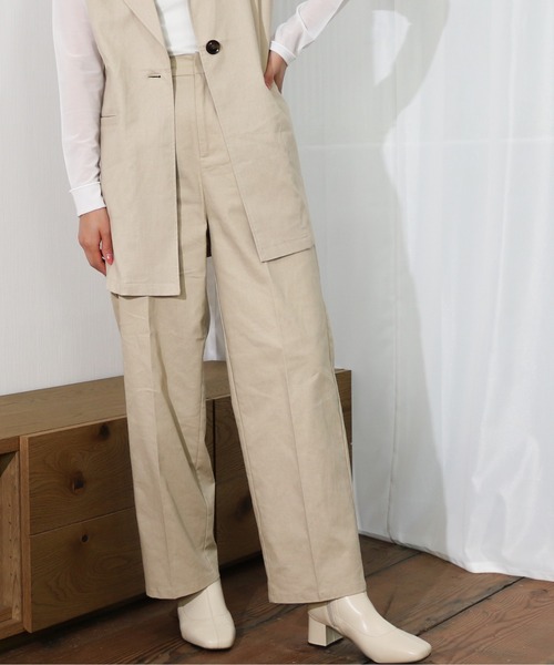 Per sist ence(パーシエンス)の「Per sist ence/パーシエンス リネンライク トラウザーパンツ(その他パンツ・レディース・ベージュ/ブラウン/アイボリー・FREE)」の1枚目の写真