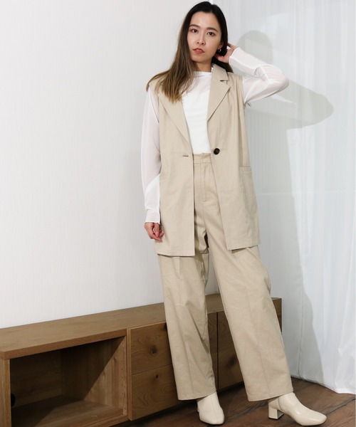 Per sist ence(パーシエンス)の「Per sist ence/パーシエンス リネンライク トラウザーパンツ(その他パンツ・レディース・ベージュ/ブラウン/アイボリー・FREE)」の16枚目の写真