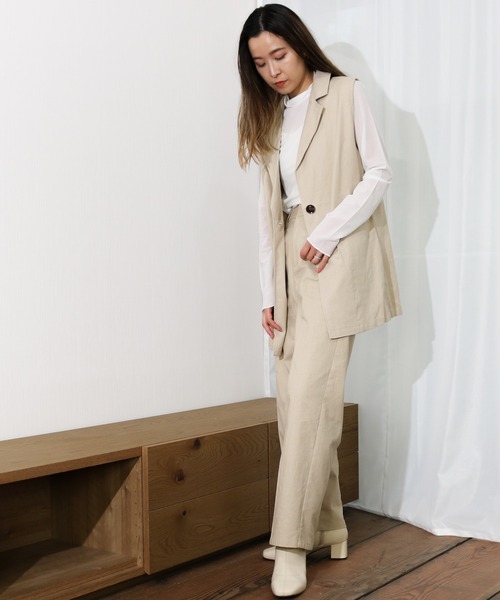 Per sist ence(パーシエンス)の「Per sist ence/パーシエンス リネンライク トラウザーパンツ(その他パンツ・レディース・ベージュ/ブラウン/アイボリー・FREE)」の14枚目の写真