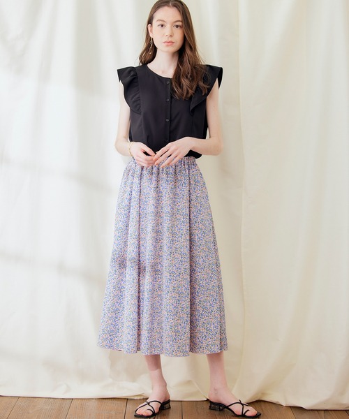 PURIL(ピュリル)の「【PURIL】2WAY仕様 フリルノースリーブブラウス(シャツ/ブラウス・レディース・ブラック/アイボリー/ストライプ・S/M)」の16枚目の写真