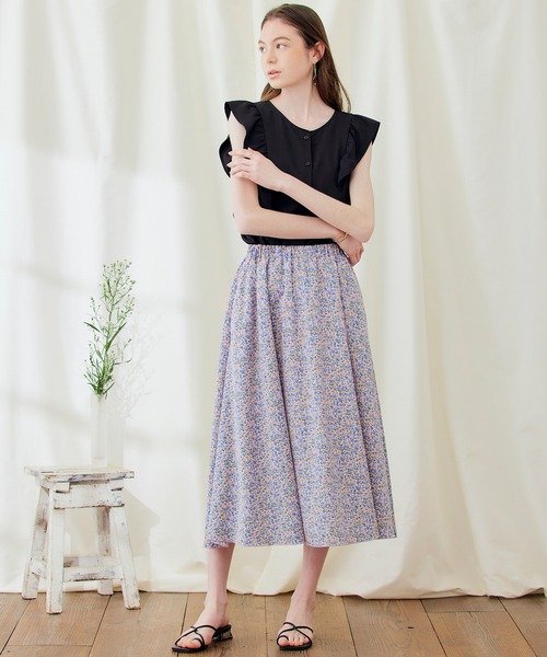 PURIL(ピュリル)の「【PURIL】2WAY仕様 フリルノースリーブブラウス(シャツ/ブラウス・レディース・ブラック/アイボリー/ストライプ・S/M)」の17枚目の写真