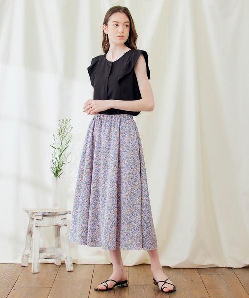 PURIL(ピュリル)の「【PURIL】2WAY仕様 フリルノースリーブブラウス(シャツ/ブラウス・レディース・ブラック/アイボリー/ストライプ・S/M)」の18枚目の写真