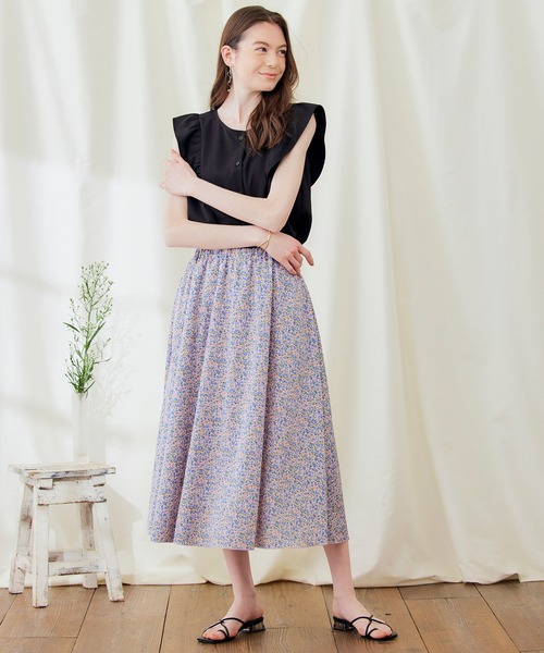 PURIL(ピュリル)の「【PURIL】2WAY仕様 フリルノースリーブブラウス(シャツ/ブラウス・レディース・ブラック/アイボリー/ストライプ・S/M)」の19枚目の写真