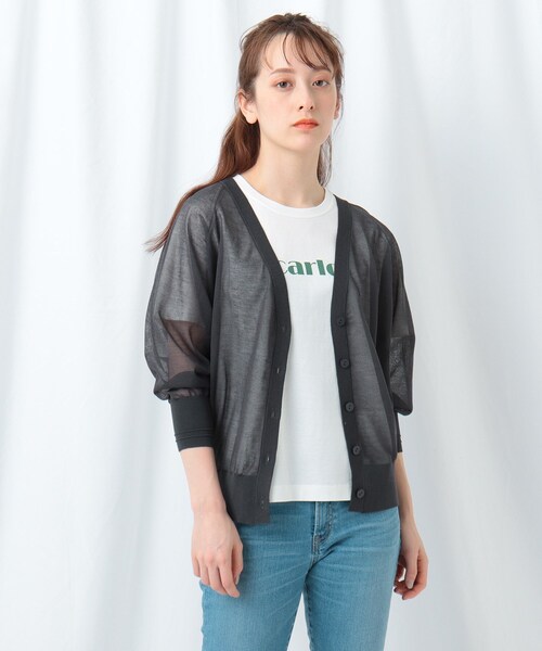 ◆「L」【WEB限定/2点セット】シアーカーデ+プリントTシャツ セット