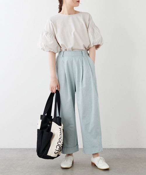 PUAL CE CIN（ピュアルセシン）の「シルケット風天竺袖ボリュームショートスリーブ（Tシャツ/カットソー・レディース・ピンク/ブルー/アイボリー/スミクロ・FREE）」の17枚目の写真