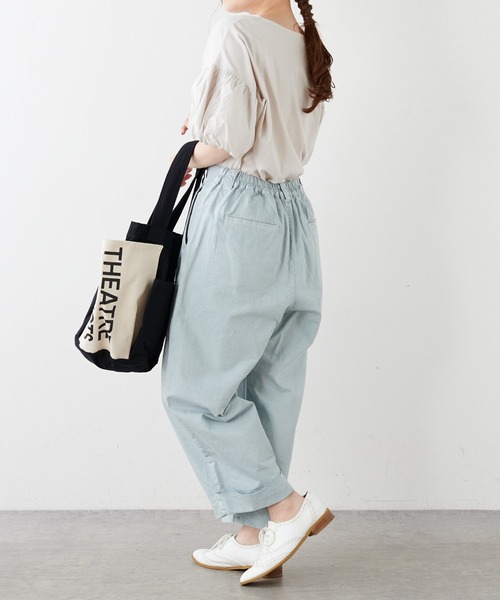 PUAL CE CIN（ピュアルセシン）の「シルケット風天竺袖ボリュームショートスリーブ（Tシャツ/カットソー・レディース・ピンク/ブルー/アイボリー/スミクロ・FREE）」の9枚目の写真