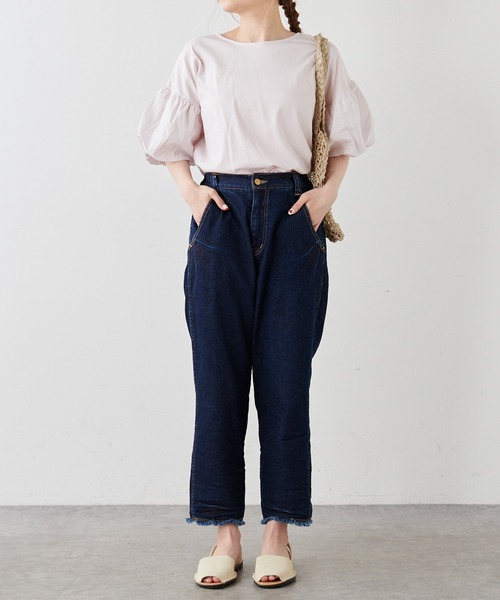 PUAL CE CIN（ピュアルセシン）の「シルケット風天竺袖ボリュームショートスリーブ（Tシャツ/カットソー・レディース・ピンク/ブルー/アイボリー/スミクロ・FREE）」の22枚目の写真