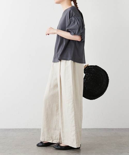 PUAL CE CIN（ピュアルセシン）の「シルケット風天竺袖ボリュームショートスリーブ（Tシャツ/カットソー・レディース・ピンク/ブルー/アイボリー/スミクロ・FREE）」の16枚目の写真