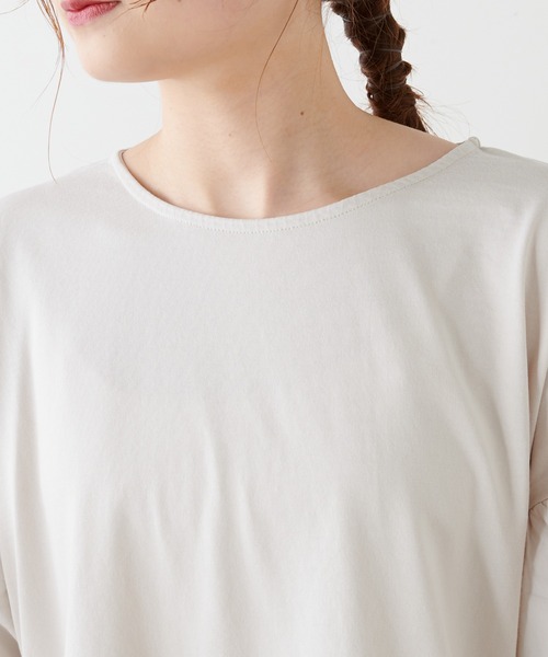 PUAL CE CIN（ピュアルセシン）の「シルケット風天竺袖ボリュームショートスリーブ（Tシャツ/カットソー・レディース・ピンク/ブルー/アイボリー/スミクロ・FREE）」の12枚目の写真