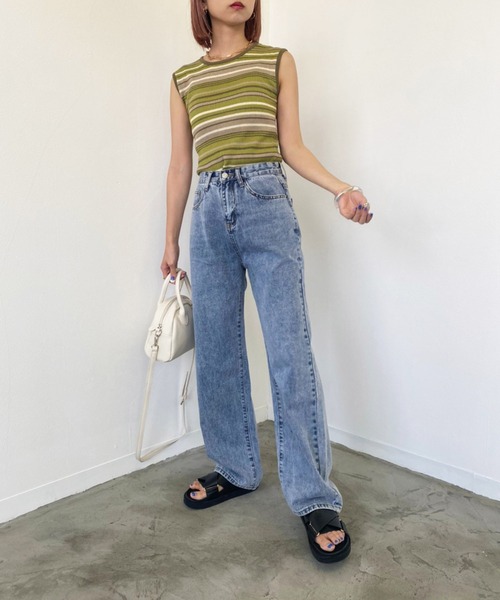 Birthday room（バースデイルーム）の「マルチボーダーニットタンク（タンクトップ・レディース・オレンジ/グリーン・FREE）」の7枚目の写真