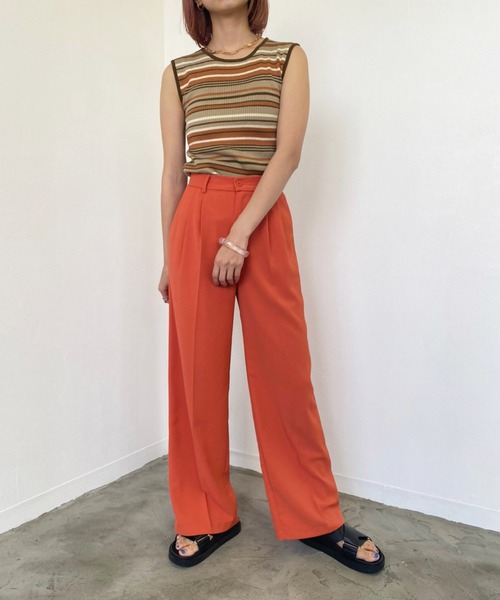 Birthday room（バースデイルーム）の「マルチボーダーニットタンク（タンクトップ・レディース・オレンジ/グリーン・FREE）」の15枚目の写真