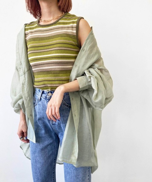 Birthday room（バースデイルーム）の「マルチボーダーニットタンク（タンクトップ・レディース・オレンジ/グリーン・FREE）」の22枚目の写真