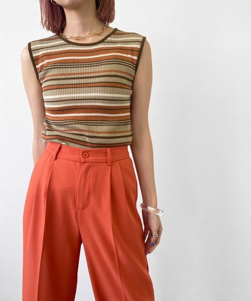 Birthday room（バースデイルーム）の「マルチボーダーニットタンク（タンクトップ・レディース・オレンジ/グリーン・FREE）」の21枚目の写真