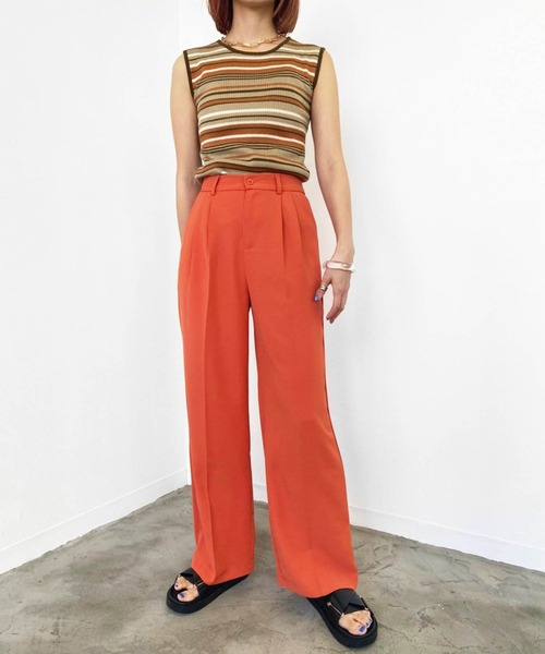 Birthday room（バースデイルーム）の「マルチボーダーニットタンク（タンクトップ・レディース・オレンジ/グリーン・FREE）」の19枚目の写真