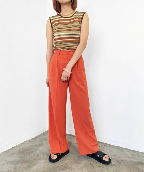 Birthday room（バースデイルーム）の「マルチボーダーニットタンク（タンクトップ・レディース・オレンジ/グリーン・FREE）」の17枚目の写真