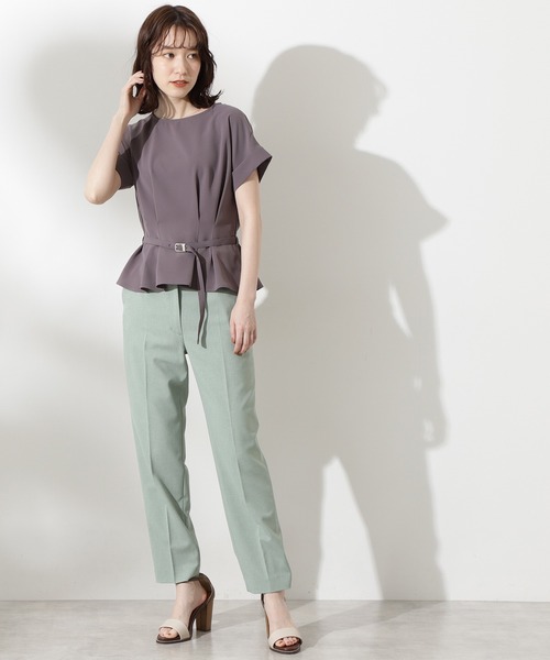 N.（N. Natural Beauty Basic）（エヌエヌナチュラルビューティーベーシック）の「ボートネックペプラム半袖ブラウス（シャツ/ブラウス・レディース・グレー/ホワイト/ピンク/ブルー/ライトグリーン・MEDIUM）」の22枚目の写真