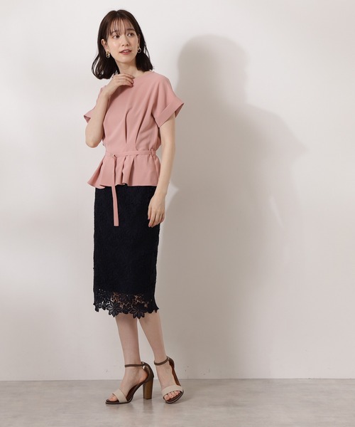 N.（N. Natural Beauty Basic）（エヌエヌナチュラルビューティーベーシック）の「ボートネックペプラム半袖ブラウス（シャツ/ブラウス・レディース・グレー/ホワイト/ピンク/ブルー/ライトグリーン・MEDIUM）」の6枚目の写真