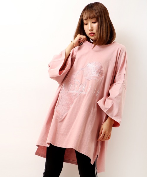 RE730（アールイーセブンサーティー）の「RE730 ローズ刺繍モンスターシルエット半袖Tシャツ（Tシャツ/カットソー・メンズ・ミント/チャコールグレー/ホワイト/ブラック/スモークピンク・M/L）」の5枚目の写真