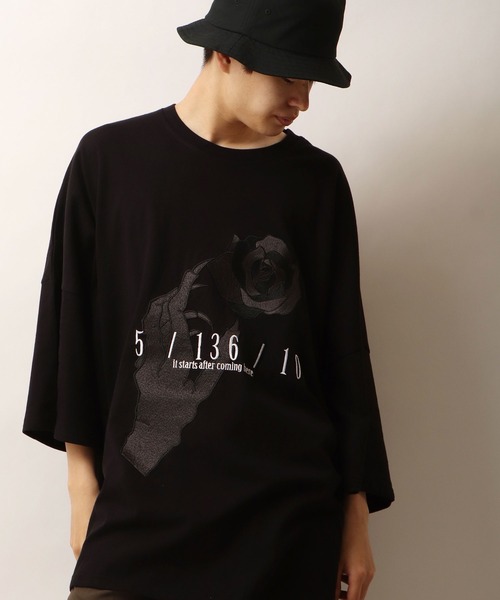 RE730（アールイーセブンサーティー）の「RE730 ローズ刺繍モンスターシルエット半袖Tシャツ（Tシャツ/カットソー・メンズ・ミント/チャコールグレー/ホワイト/ブラック/スモークピンク・M/L）」の3枚目の写真