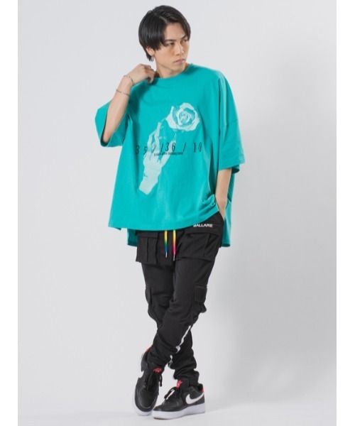 RE730（アールイーセブンサーティー）の「RE730 ローズ刺繍モンスターシルエット半袖Tシャツ（Tシャツ/カットソー・メンズ・ミント/チャコールグレー/ホワイト/ブラック/スモークピンク・M/L）」の9枚目の写真