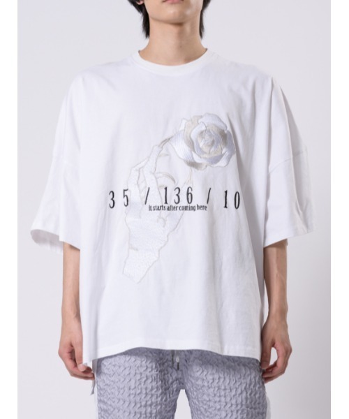 RE730（アールイーセブンサーティー）の「RE730 ローズ刺繍モンスターシルエット半袖Tシャツ（Tシャツ/カットソー・メンズ・ミント/チャコールグレー/ホワイト/ブラック/スモークピンク・M/L）」の18枚目の写真