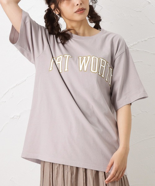 Dickies(ディッキーズ)の「Dickies ディッキーズ カレッジロゴプリント 半袖Tシャツ(Tシャツ/カットソー・レディース・ホワイト/パープル/イエロー/ブルーグリーン/チャコール・フリー)」の13枚目の写真