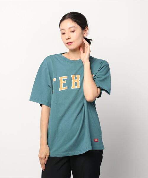 Dickies(ディッキーズ)の「Dickies ディッキーズ カレッジロゴプリント 半袖Tシャツ(Tシャツ/カットソー・レディース・ホワイト/パープル/イエロー/ブルーグリーン/チャコール・フリー)」の10枚目の写真