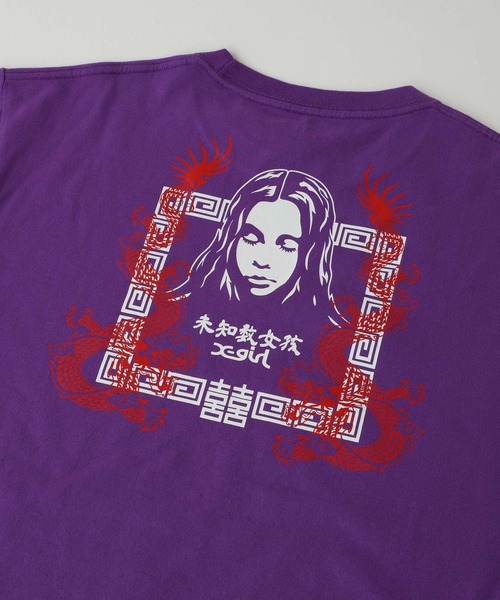 X-girl（エックスガール）の「CHINESE FACE S/S TEE（Tシャツ/カットソー・レディース・ブラック/パープル/ホワイト・L/M/XL/S）」の9枚目の写真