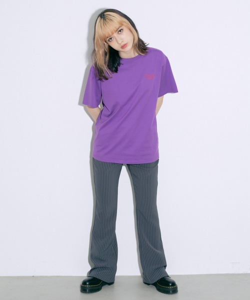 X-girl（エックスガール）の「CHINESE FACE S/S TEE（Tシャツ/カットソー・レディース・ブラック/パープル/ホワイト・L/M/XL/S）」の14枚目の写真