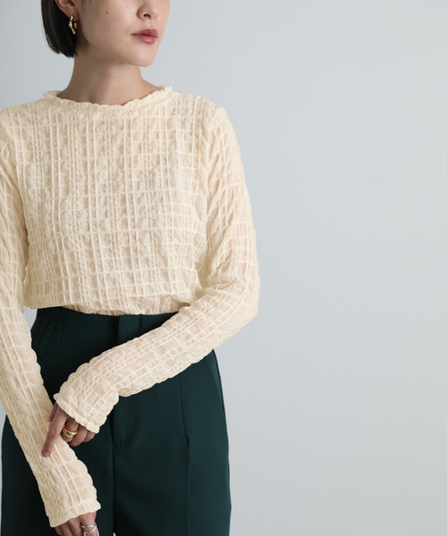 select MOCA（セレクトモカ）の「2021 AW プチハイネックランダムチェックトップス（Tシャツ/カットソー・レディース・ブラック/パープル/アイボリー/ライトオリーブ・FREE）」の19枚目の写真